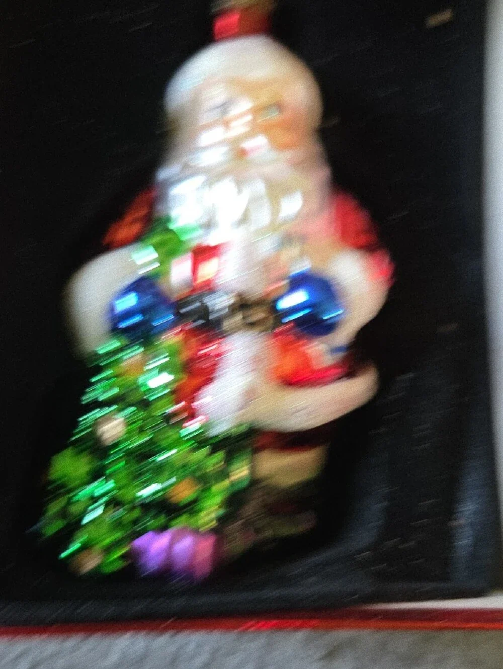Target Santa Glass Ornament - Red, White, Green with Blue & Purple Accents